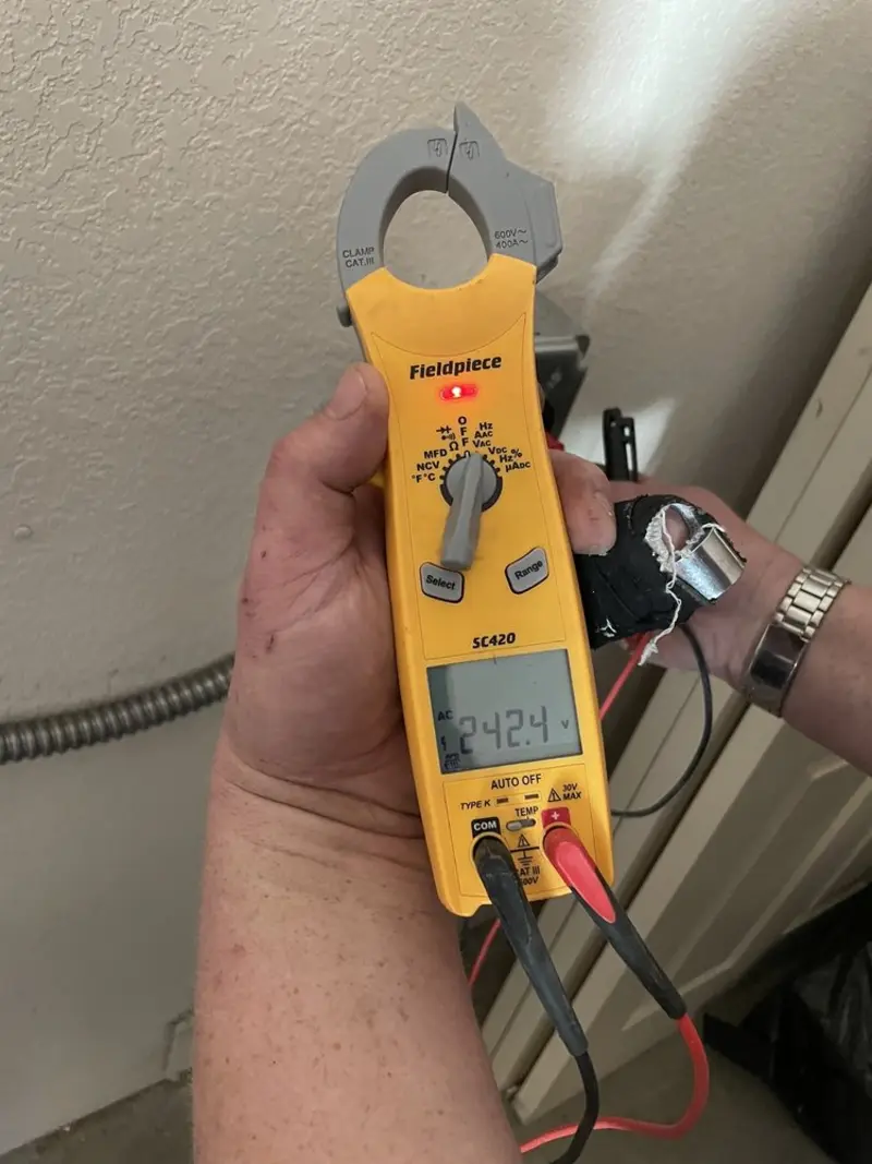 Voltage testing with clamp meter during Hot Tub / Pool Electrical Wiring in Burbank